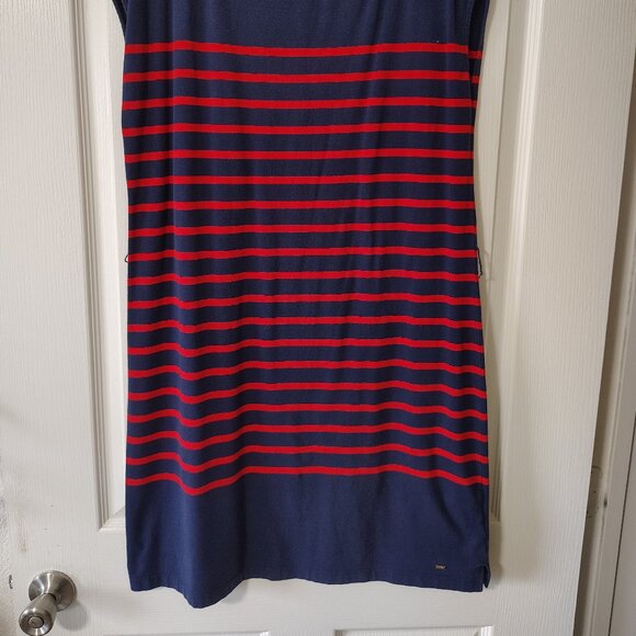 Tommy Hilfiger Navy Blue Red Stripe Formal Dress Size L with straps - Picture 2 of 9